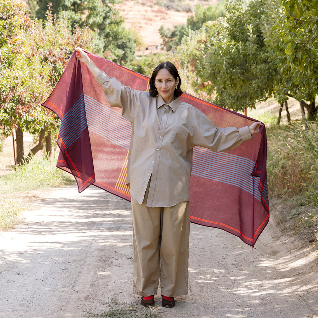 Burgundy Criss Cross Long Scarf
