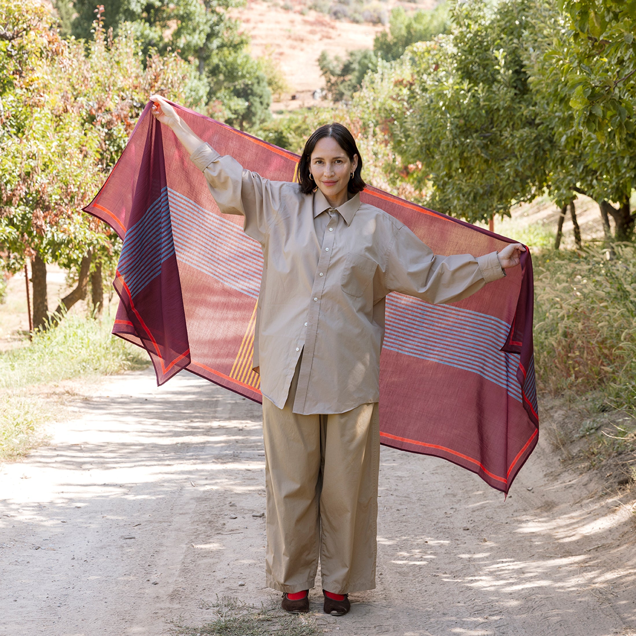 Burgundy Criss Cross Long Scarf