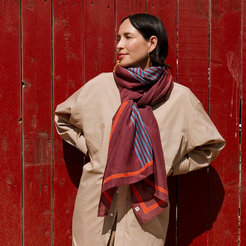 Burgundy Criss Cross Long Scarf