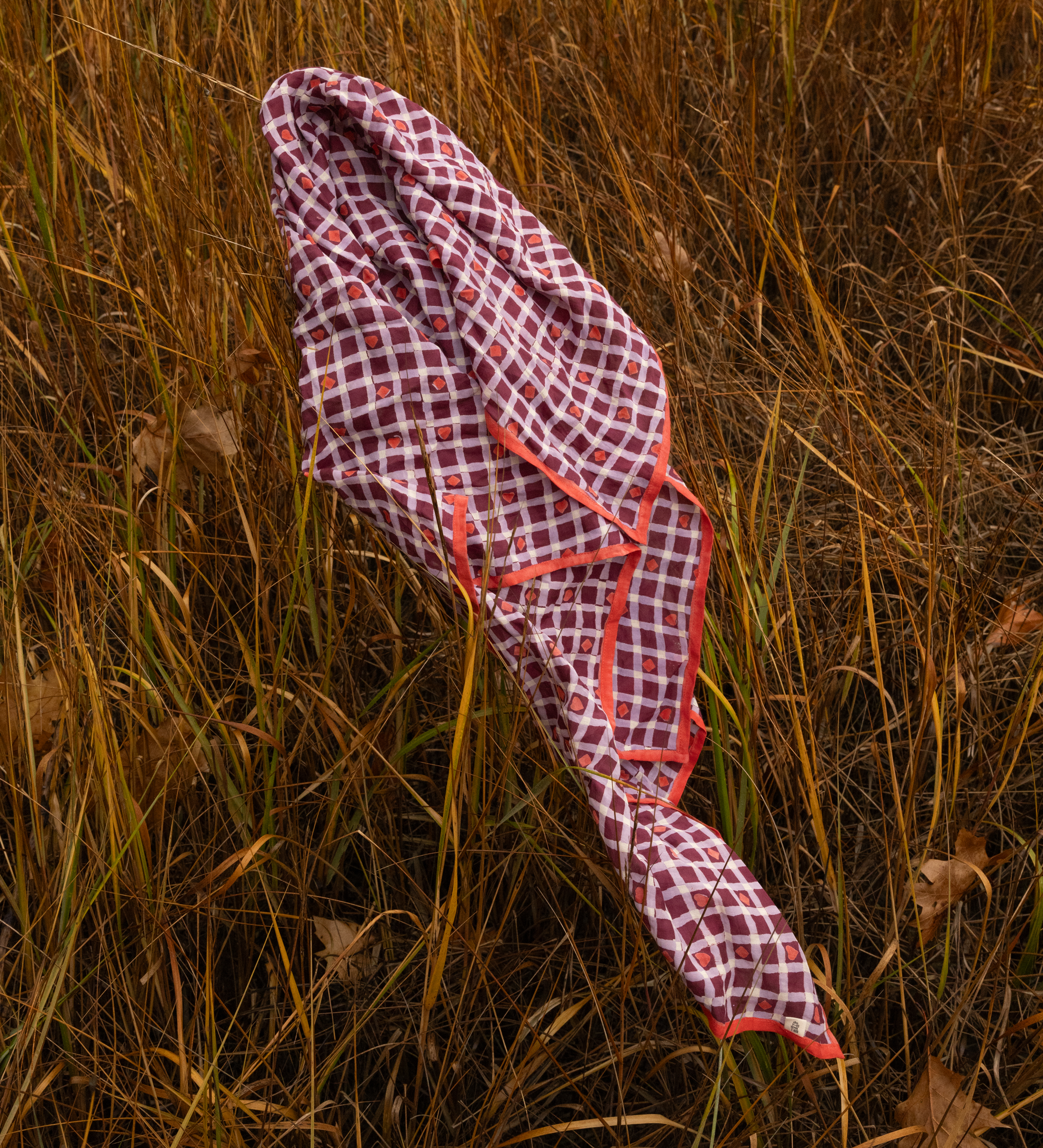 Maroon Hearts Square Scarf