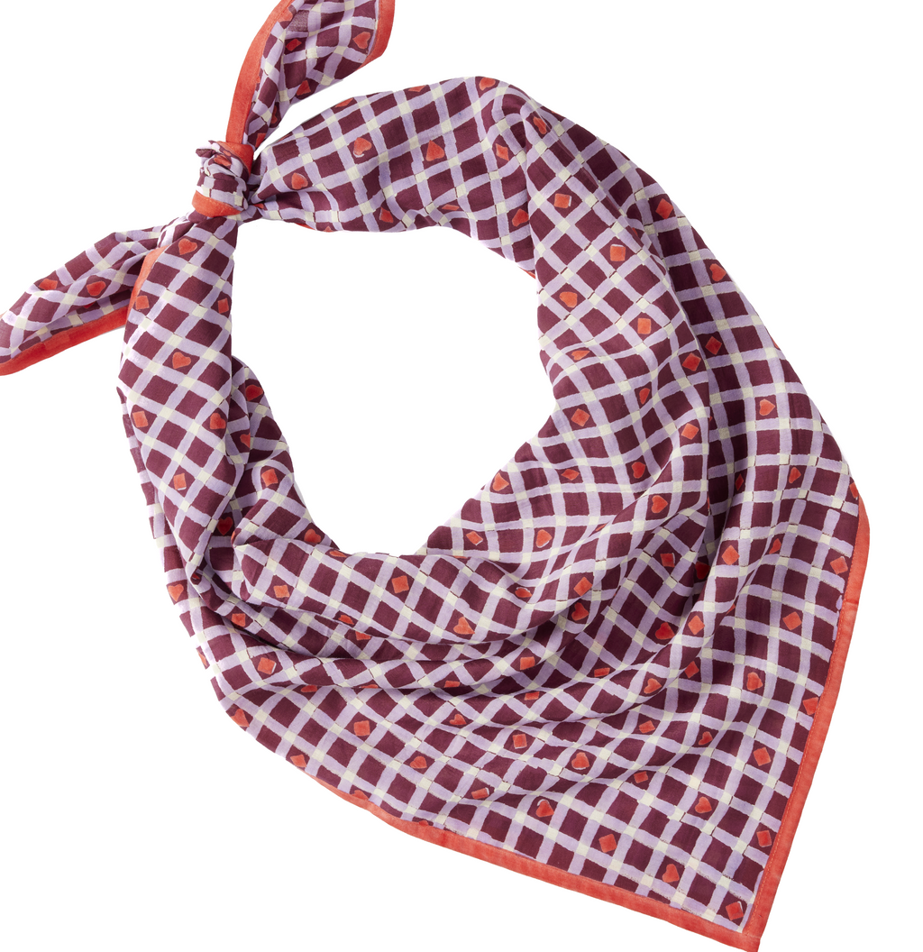 Maroon Hearts Square Scarf